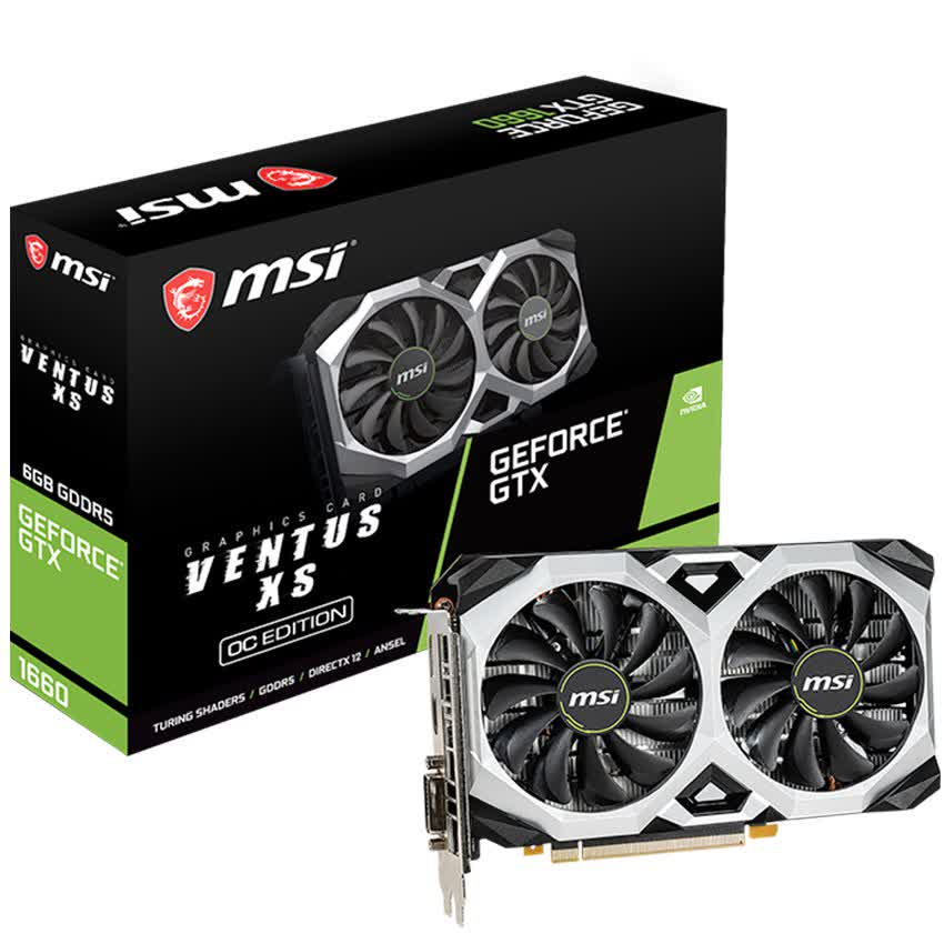 Card màn hình MSI GTX 1660 VENTUS XS OCV1 (6GB GDDR6, 128-bit, HDMI+DP, 1x8-pin)