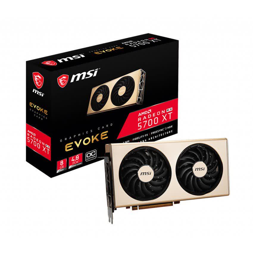Card màn hình MSI Radeon RX 5700 XT EVOKE OC (8GB GDDR6, 256-bit, HDMI+DP, 1x8-pin + 1x6-pin)