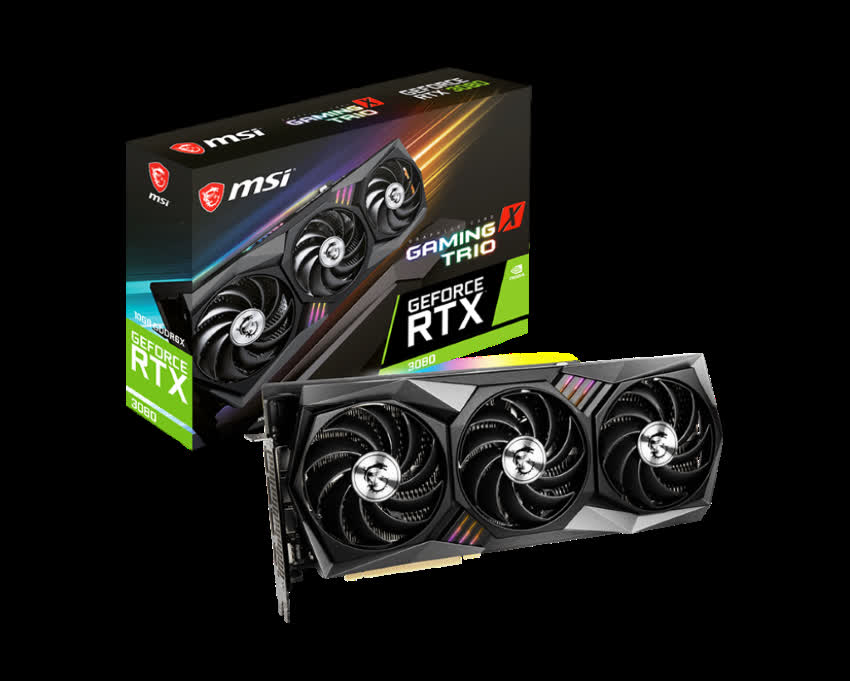 Card màn hình MSI RTX 3080 GAMING X TRIO 10G (10GB GDDR6X, 320-bit, HDMI +DP, 3x8-pin)