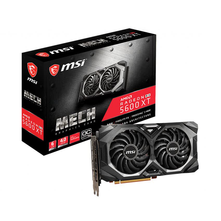 Card màn hình MSI RX 5600 XT MECH OC (6GB GDDR6, 192-bit, HDMI+DP, 1x8-pin)
