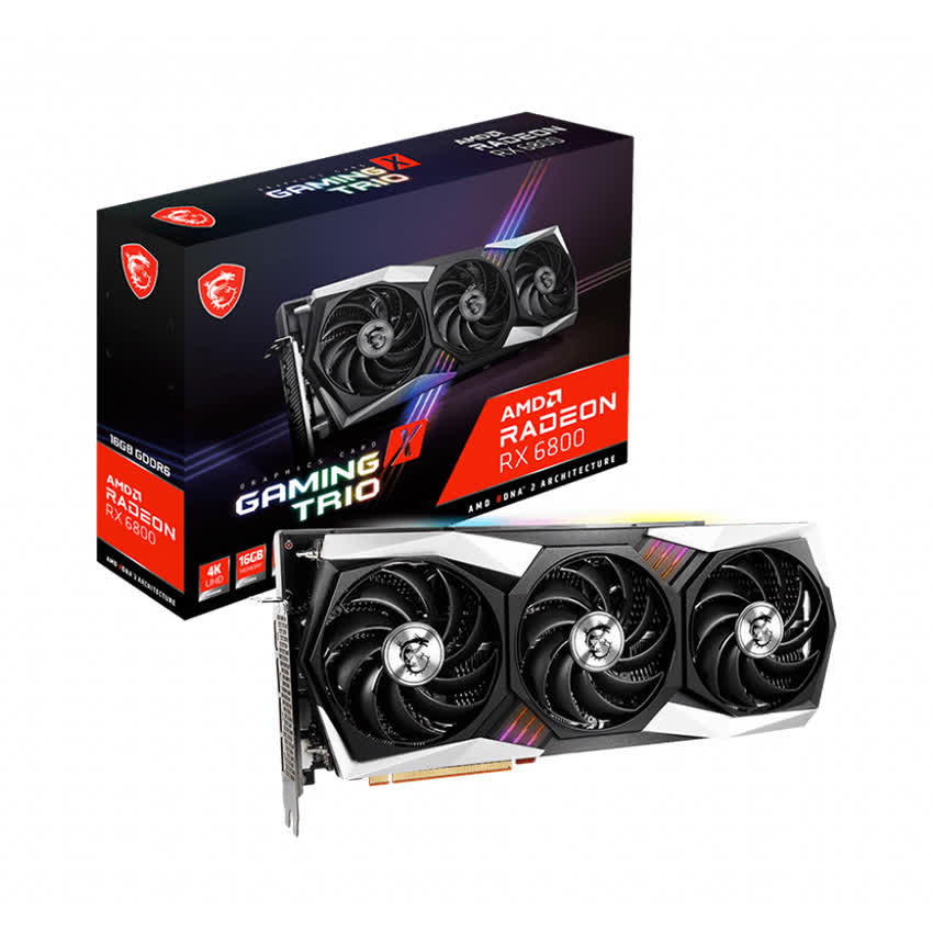 Card màn hình MSI RX 6800 GAMING X TRIO (16GB GDDR6, 256-bit, HDMI+DP, 2x8-pin)