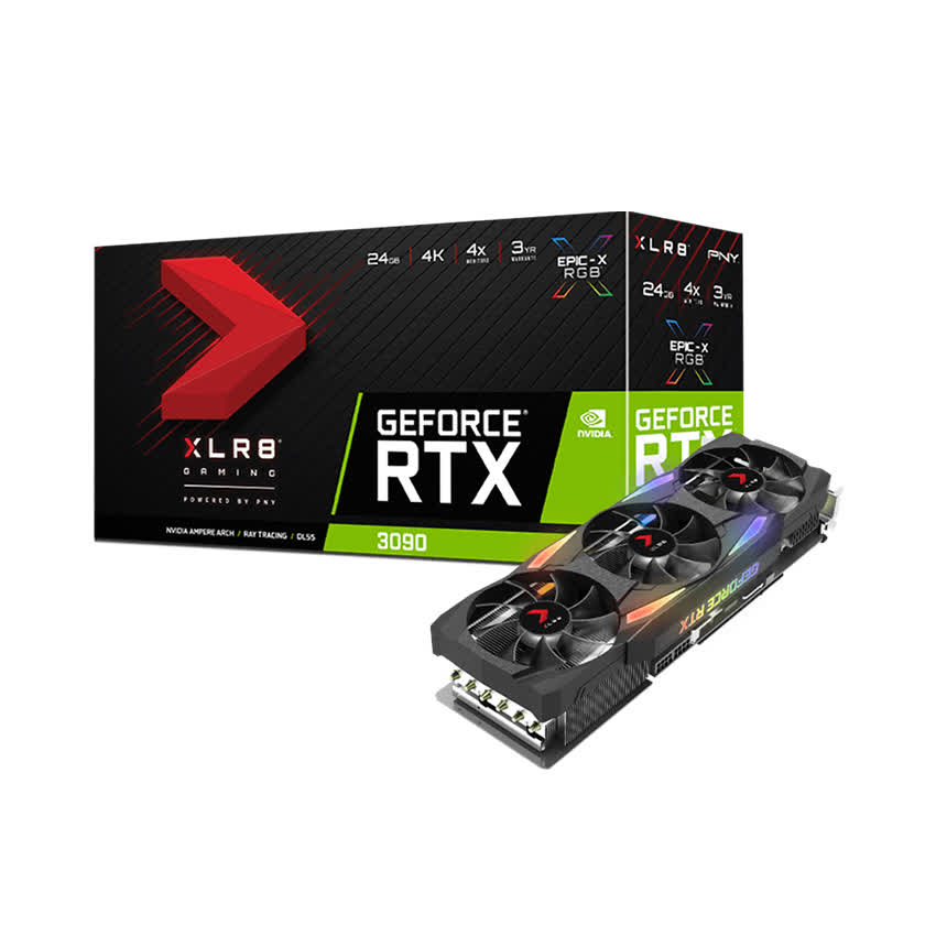 Card màn hình PNY RTX 3090 24GB EPIC-X RGB Triple Fan Edition (24GB GDDR6X, 384-bit, HDMI+DP, 2x8-pin)