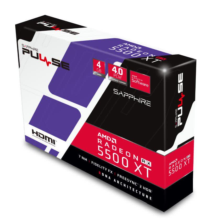 Card màn hình SAPPHIRE RX 5500 XT (4GB GDDR6, 128-bit, HDMI+DP, 1x8-pin)