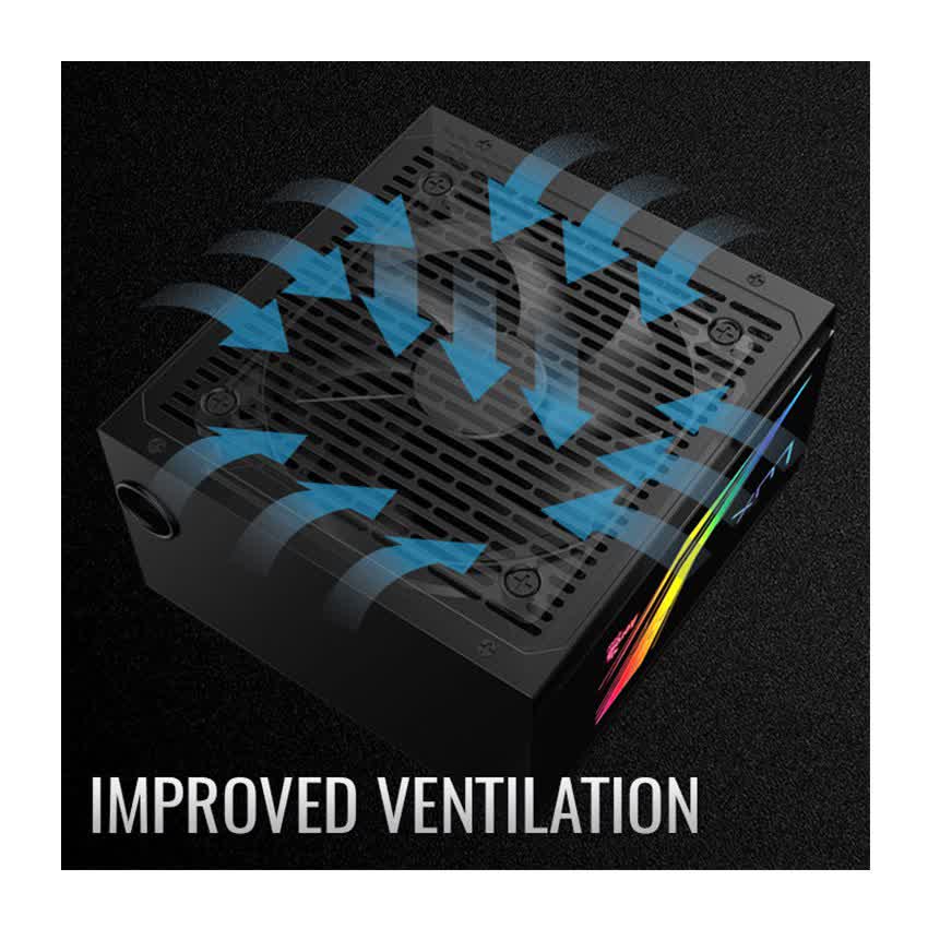 Nguồn Aero Cool Lux RGB 650W ( 80 Plus Bronze/Màu Đen/Led RGB)