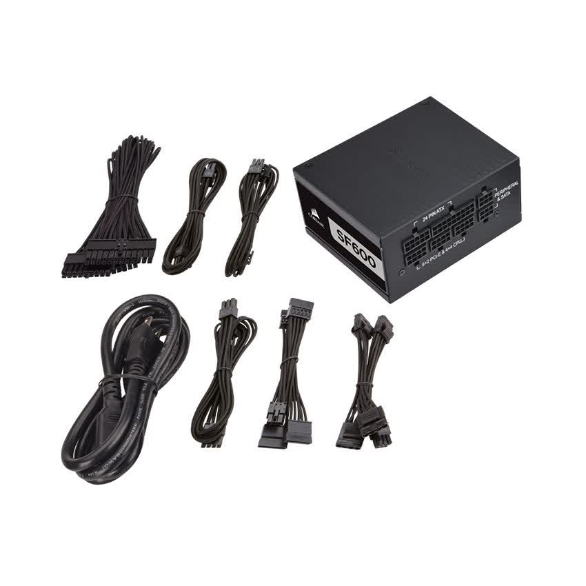 Nguồn Corsair SF Series SF600 600W (80 Plus Gold Certified High Performance SFX/Màu Đen)