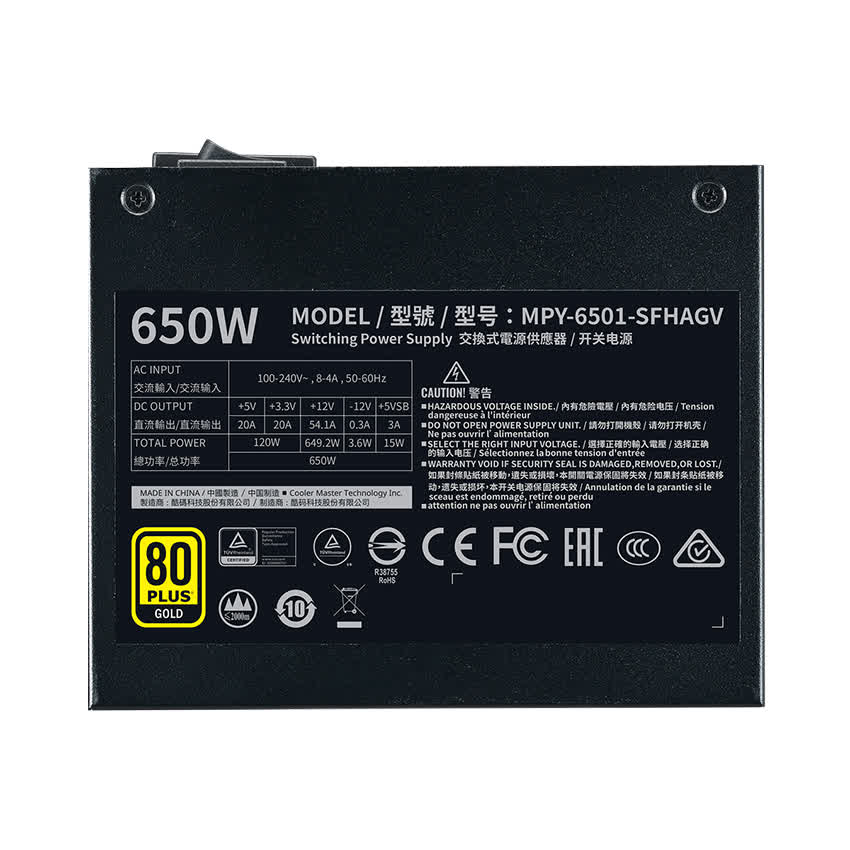 Nguồn máy tính Cooler Master 650W V SFX Gold   (80 Plus Gold/Màu Đen)