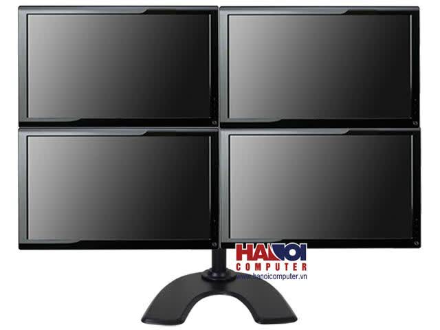 Giá treo 4 Màn hình Bratech C034 Đen - Vít cạnh bàn (14-27 inch)