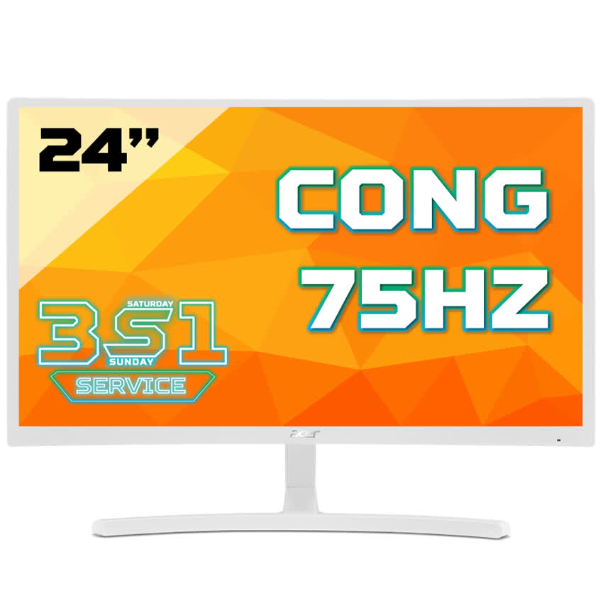 Màn hình ACER ED242QR (23.6 inch/FHD/75Hz/250 cd/m²/VGA+HDMI/LED/VA/màu trắng)