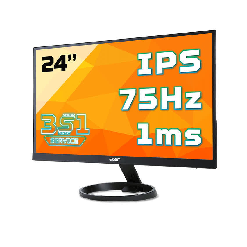Màn hình Acer R241YB (23.8 inch/FHD/LED/IPS/DVI+HDMI+VGA/75Hz/1ms/250 cd/m²)