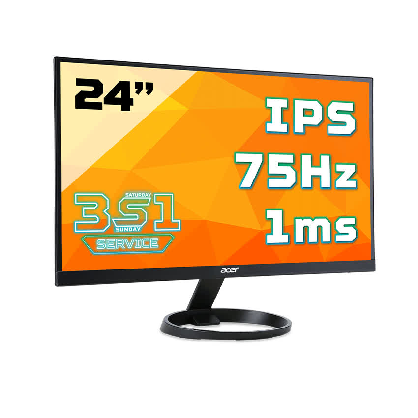 Màn hình Acer R241YB (23.8 inch/FHD/LED/IPS/DVI+HDMI+VGA/75Hz/1ms/250 cd/m²)