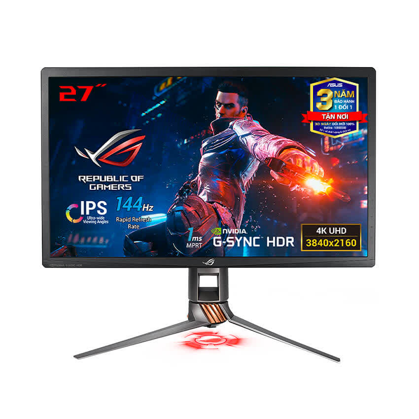 Màn hình Asus ROG Swift PG27UQ (27 inch/4K/IPS/144Hz/600cd/m²/4ms/DP+HDMI/G-SYNC/HDR10/Aura Sync)