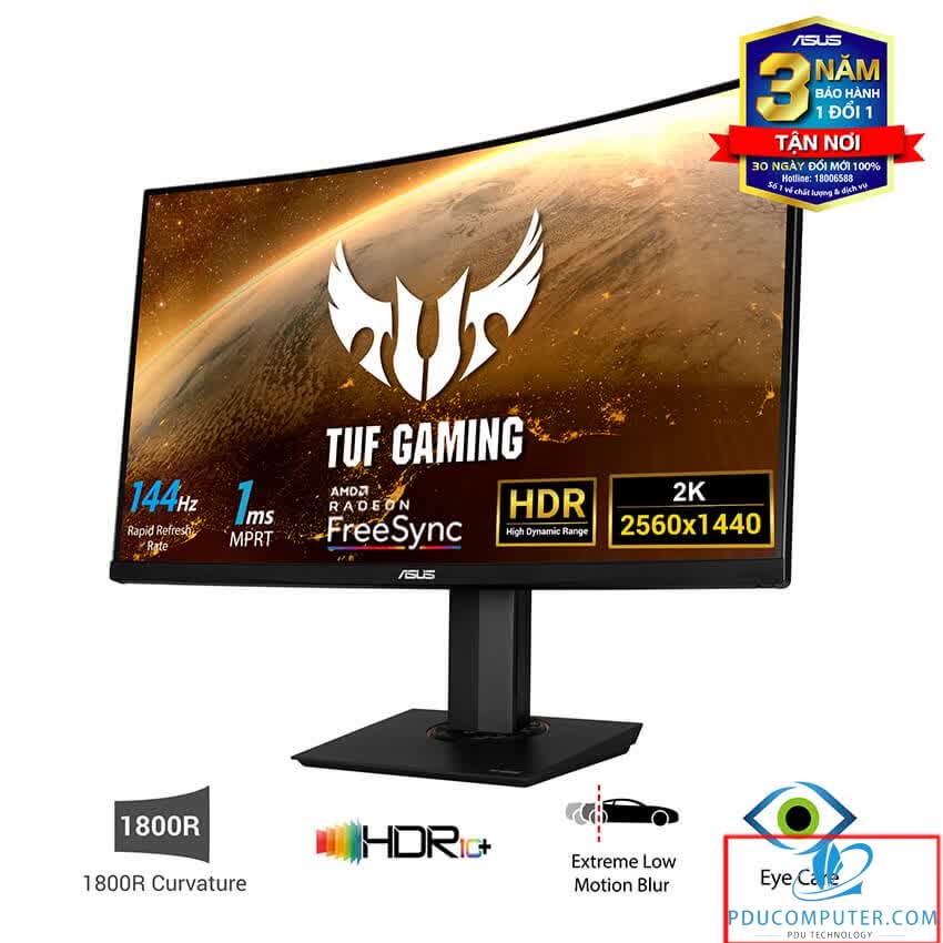 Màn hình Asus TUF VG32VQ (31.5 inch/QHD/144Hz/1ms/400cd/m²/DP+HDMI/HDR10/Free Syc/Màn hình cong)