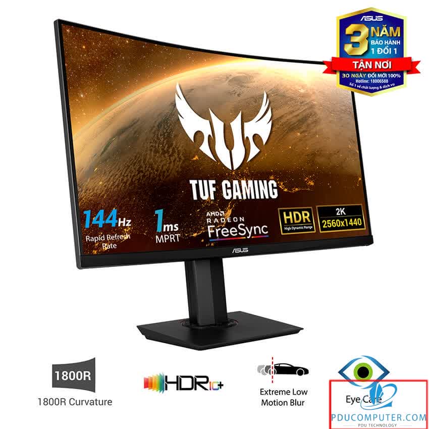 Màn hình Asus TUF VG32VQ (31.5 inch/QHD/144Hz/1ms/400cd/m²/DP+HDMI/HDR10/Free Syc/Màn hình cong)
