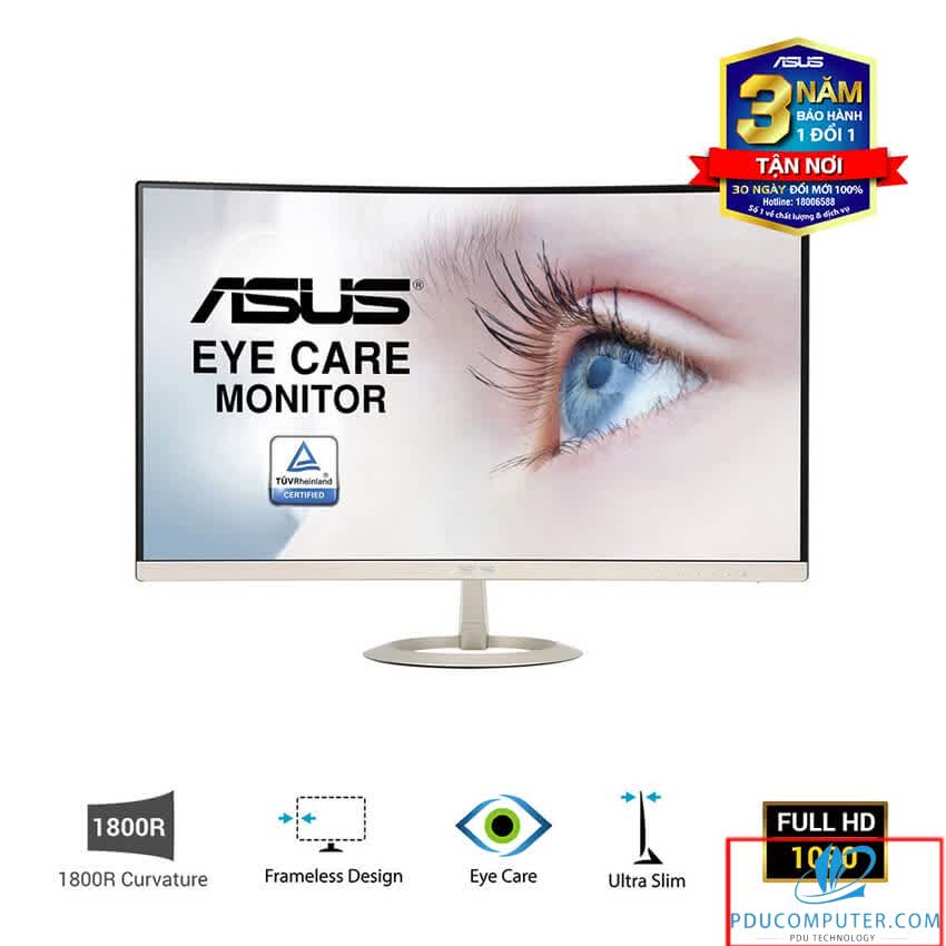 Màn hình Asus VZ27VQ (27 inch/FHD/IPS/250 cd/m²/DP+HDMI+VGA/60Hz/5 ms/Màn hình cong)