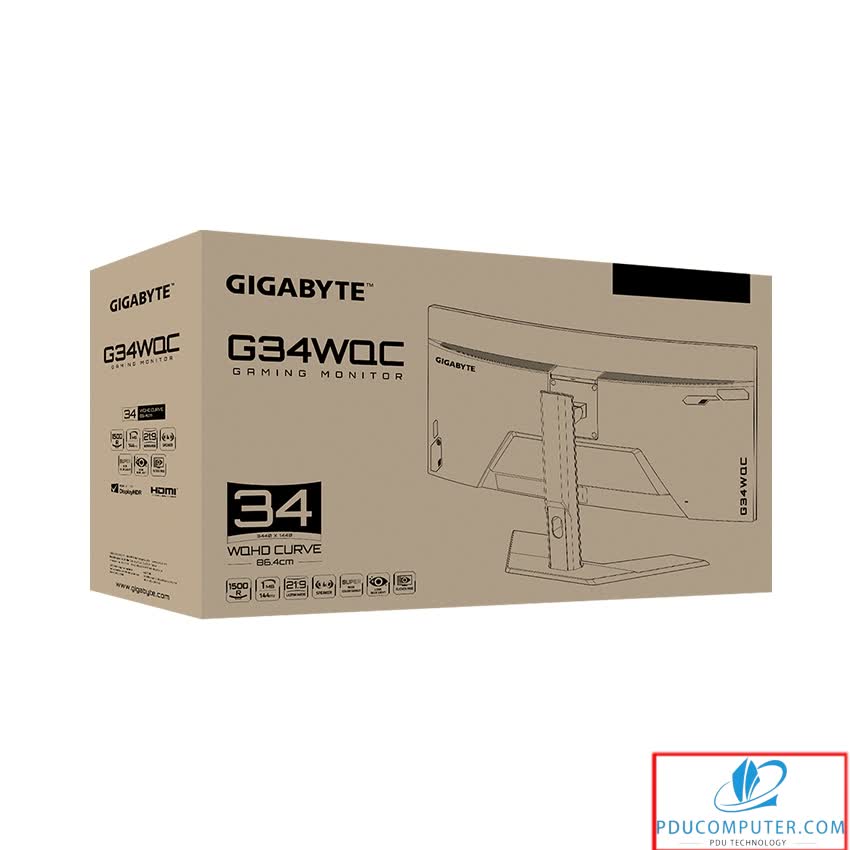 Màn hình Gigabyte G34WQC-EK (34inch/QHD/VA/144Hz/1ms/350nits/HDMI+DP+USB/Loa/FreeSync/Cong)