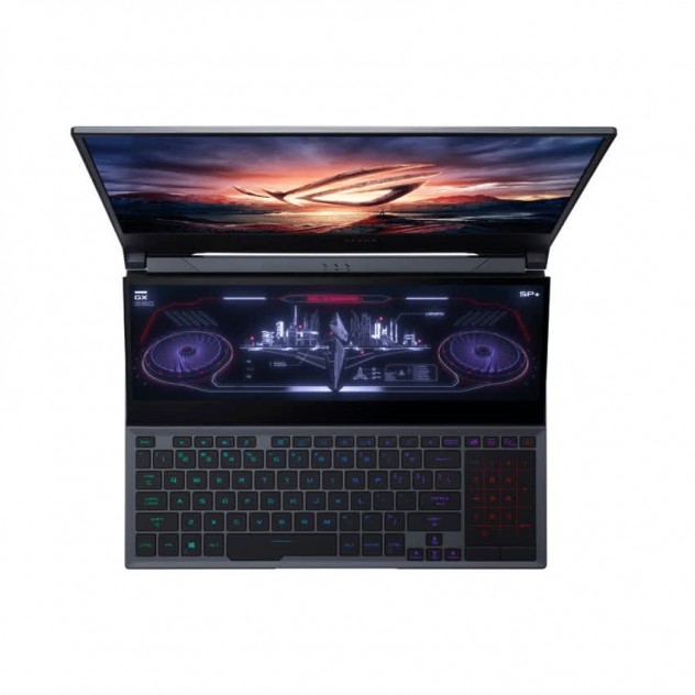 ngoài hình Laptop Asus Gaming ROG Zephyrus Duo GX550LXS-HC055R (i9 10980HK/32GB RAM/1TB HDD+1TB SSD/15.6 UHD/RTX2080 Super MaxQ 8GB/Win10/Balo/Chuột/Xám)