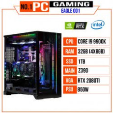 PC GAMING EAGLE 001 (I9 9900K/Z390/32GB RAM/1TB SSD/RTX 2080Ti/ 850W/WaterCooling EK/RGB/Win 10 Pro)