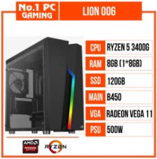 PC GAMING LION 006 (R5 3400G/B450/8GB RAM/120GB SSD/500W)