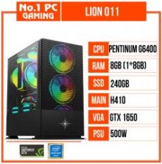PC GAMING LION 011 (G6400/H410/8GB RAM/240GB SSD/GTX 1650/500W/RGB)