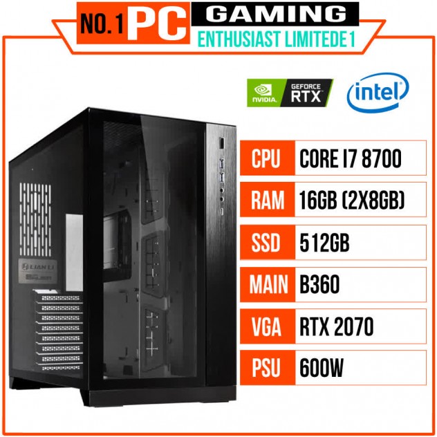 giới thiệu tổng quan PC HNC ENTHUSIAST WATERCOOLING- GAMING LIMITED E1 (I7 8700/B360/16GB RAM/512GB SSD/RTX 2070/600W/RGB)