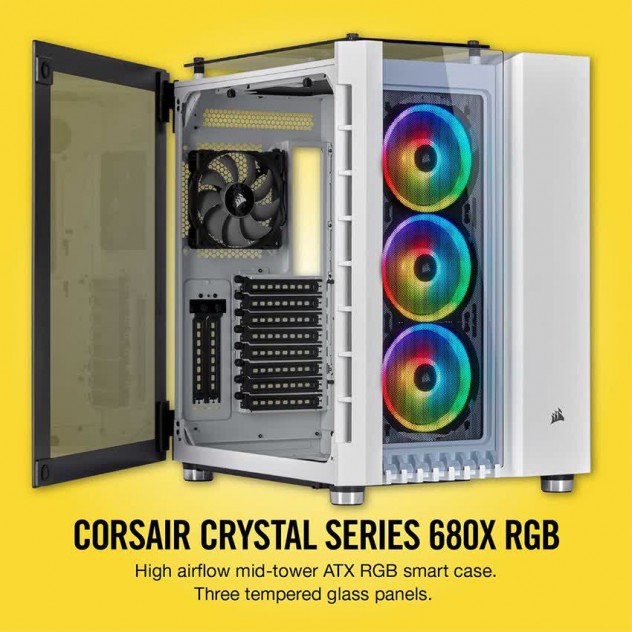 Vỏ Case Corsair  680X RGB TG (Mid Tower/Màu Trắng)