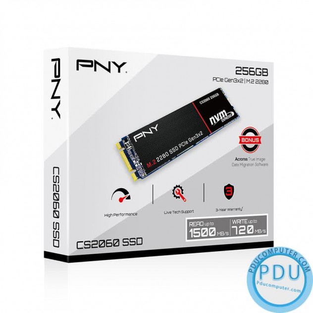 Ổ cứng SSD PNY CS2060 256GB M.2 2280 NVMe PCIe Gen 3x2 (Đọc 1500MB/s - Ghi 720MB/s)